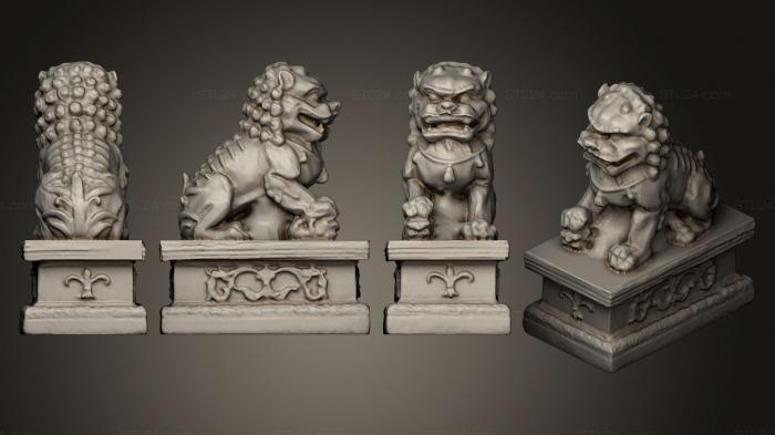 Статуэтки львы тигры сфинксы (Китайский лев, STKL_0273) 3D модель для ЧПУ станка
